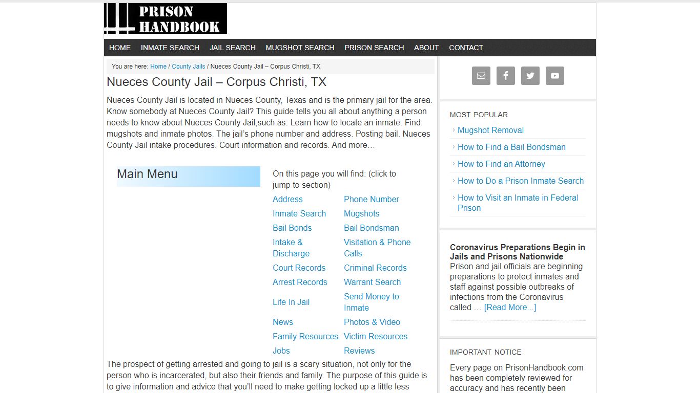 Nueces County Jail – Corpus Christi, TX - Prison Handbook